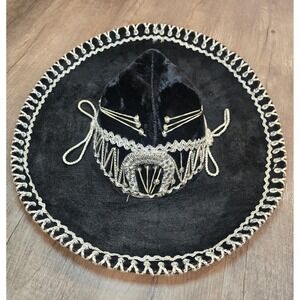 Sombrero Gilberto Salazar Concepcion Youth Silver‎ /Black Ornate Design EUC
